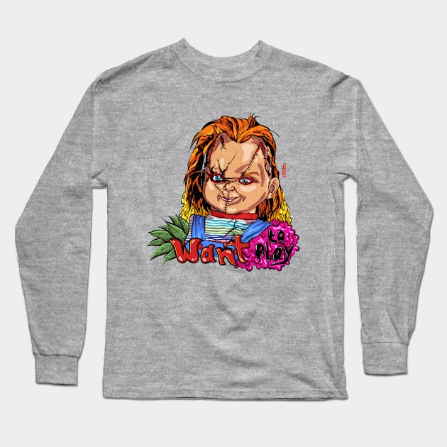 CHUCKY Want To Play T-SHIRT Long Sleeve T-Shirt by RIZZI